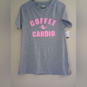 NWT Zone Pro Grey " Coffee & Cardio" Short Sleeve T Shirt Size Small